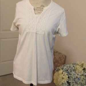 Basic Editions Lace Accent T-Shirt